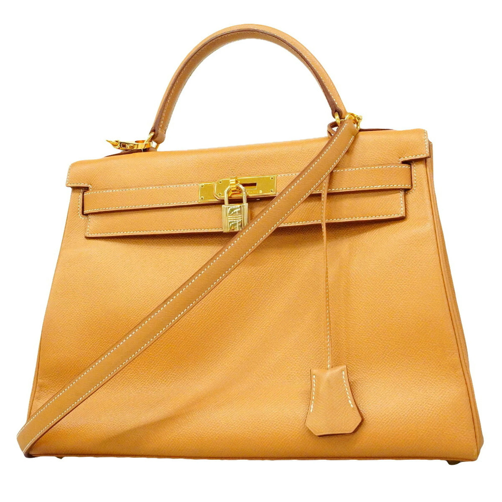 Hermes Kelly 32 handbag, Courchevel leather, Natural Sable, □B stamp, Ladies'.